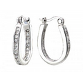 Cubic Zirconia Hoop Oval Earrings w/ Hinged Enclosure